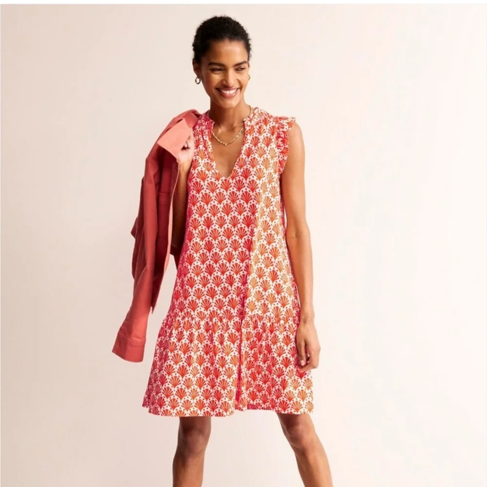 boden orange polka dot dress Boden Amber Polka Dot Pleated Jersey Dress, Orange/Multi